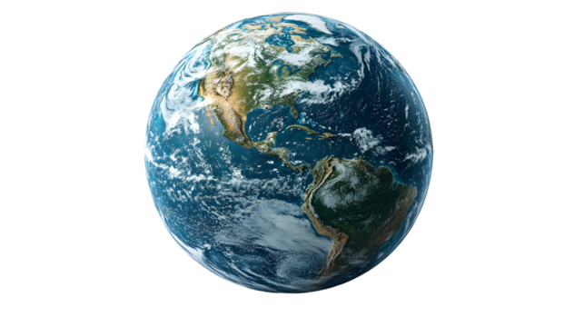 Our Blue Planet: A breathtaking, detailed view of planet Earth, showcasing the intricate beauty of its continents, oceans, and swirling cloud formations.