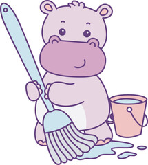 Cute hippo vector icon. Funny baby hippo animal series stock illustration. life of fluffy hippo designs.