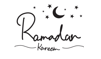 ramadan kareem text font calligraphy hand written lettering script black color moon star shape islam muslim religion culture ramadan mubarak eid mubarak vector illustration greeting arabic ramadan 