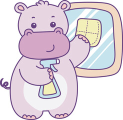 Cute hippo vector icon. Funny baby hippo animal series stock illustration. life of fluffy hippo designs.