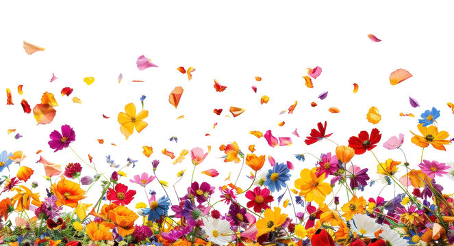 PNG Flowers confetti border background blossoms nature.