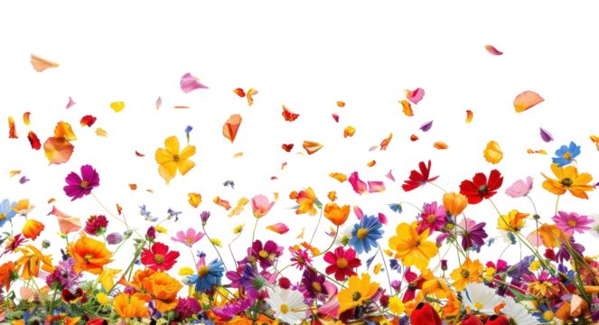 PNG Flowers confetti border background blossoms nature.