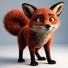 Naklejka premium red fox cub isolated on white 3d rendering