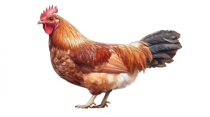 Fototapeta premium Vibrant Rooster Standing Against a White Background