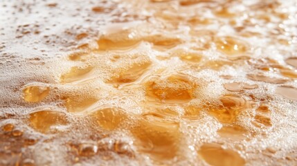 Obraz premium Close-up of beer foam and liquid.