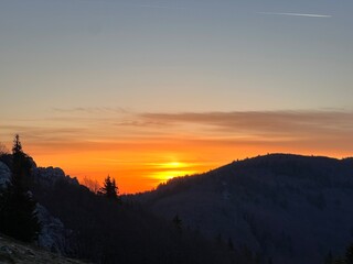 Early dawn before sunrise on the Premuzic Trail - Velebit Nature Park, Croatia (Rana zora pred...