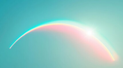 Fototapeta premium Pastel rainbow arc against a soft teal sky. Dreamy, ethereal, and serene.