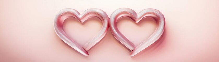 Intertwined Rose Gold Hearts on Pastel Pink Background - Valentine's Day Design