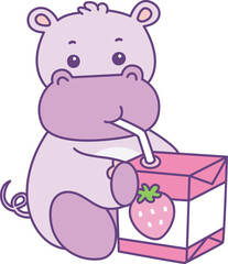 Cute hippo vector icon. Funny baby hippo animal series stock illustration. life of fluffy hippo designs.