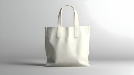 White Shopping Bag Stands Upright on a White Background, Ready for Customization