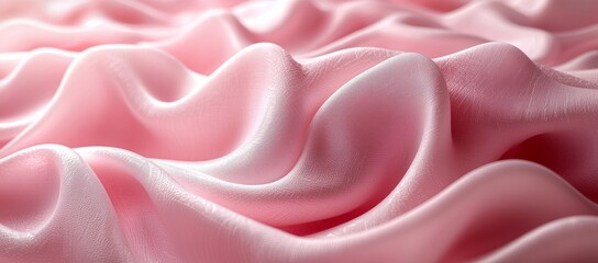 Obraz premium Pink silk fabric texture, soft waves, elegant drape, background for design