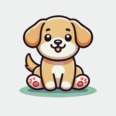 Obraz premium Cartoon Puppy Pet sitting happily