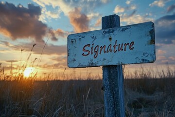 Weathered Wooden Sign with 