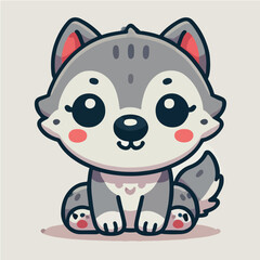 Adorable Cartoon Wolf Pup Illustration