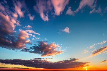 Naklejka premium 空, 夕焼け, 雲, 太陽, 自然, 雲, 日の出, オレンジ, 夜会, 今夜, 