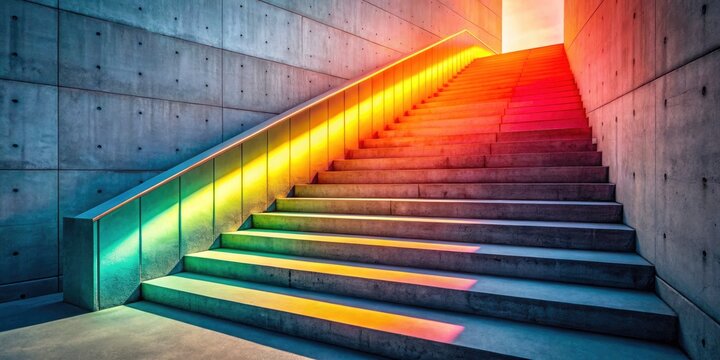 Geometric concrete steps, a modern architectural marvel, represent ambition, progress, and achievement in minimalist photography.