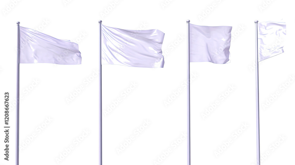 Aufkleber collection of white flags on a transparent background generative ai