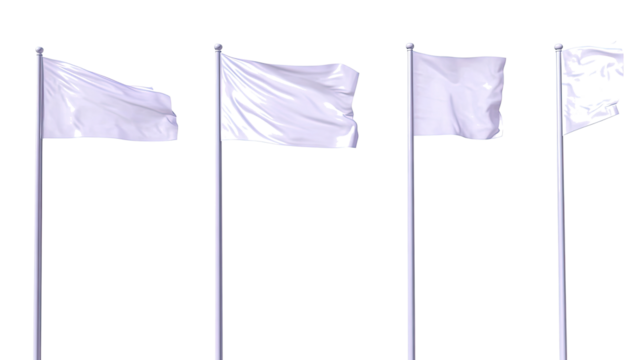 Collection of White Flags on a Transparent Background Generative AI