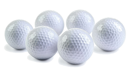 Collection of Six White Golf Balls on Clear Background Generative AI