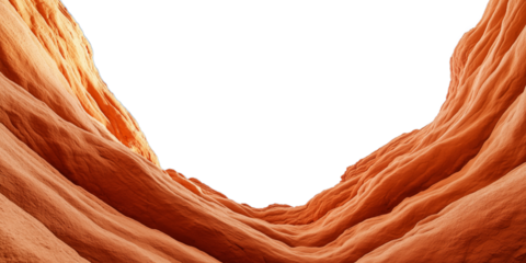  PNG cut out isolated background. A mesmerizing upward view of vibrant orange canyon walls with smooth textures and curved formations.