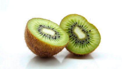 Fototapeta premium Fresh Kiwi Halves on a Marble Surface - Vibrant and Healthy Fruit