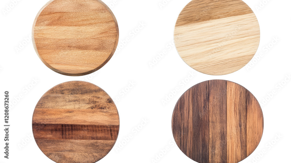 Aufkleber set of wooden circle frames on transparent background generative ai
