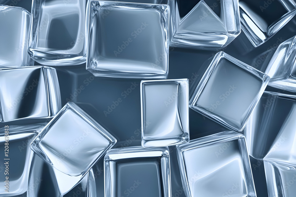 Poster cool 3d transparent ice cubes form a refreshing abstract background design