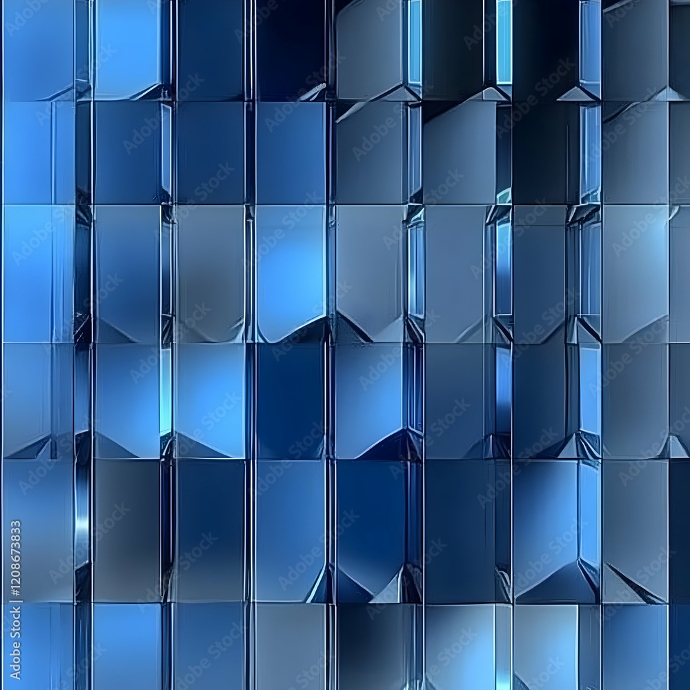 Aufkleber abstract blue glass blocks create a modern and stylish background with geometric shapes and light re