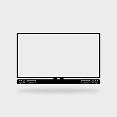 white tv screen and sound bar silhouette