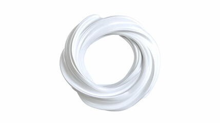Abstract white swirling ring, isolated on white background, perfect for design or packaging