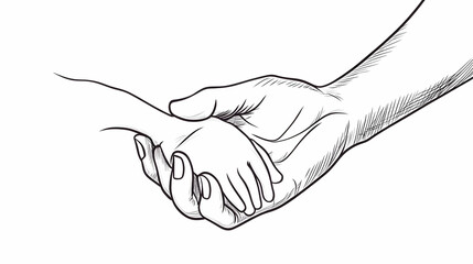 Adult and child hands holding, care, support, love, family, white background, illustration, for parenting or family concepts
