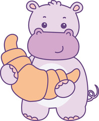 Cute hippo vector icon. Funny baby hippo animal series stock illustration. life of fluffy hippo designs.