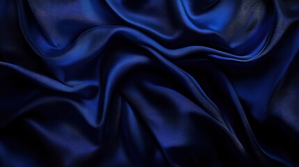 Obraz premium Elegant flowing dark blue silk fabric with smooth texture and subtle waves and folds