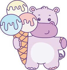 Cute hippo vector icon. Funny baby hippo animal series stock illustration. life of fluffy hippo designs.