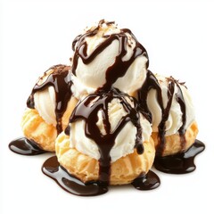Profiteroles with Ice Cream and Chocolate Sauce