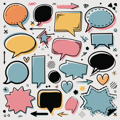 "Vibrant Speech and Thought Bubble Collage for Creative Projects"