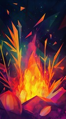 Abstract Lohri Symbols with Fire and Sugarcane Motifs, Happy Lohri, Lohri festival, lohri, baisakhi, punjabi