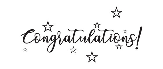 hand drawn congratulations text lettering banner and poster note isolated on white background. vector illustration.