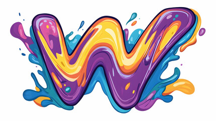 Colorful liquid letter W splash design, vibrant background, graphic design element