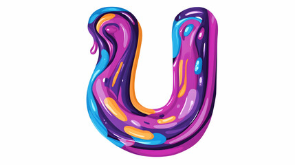 Colorful paint letter U, abstract design, white background, for branding