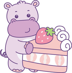 Cute hippo vector icon. Funny baby hippo animal series stock illustration. life of fluffy hippo designs.
