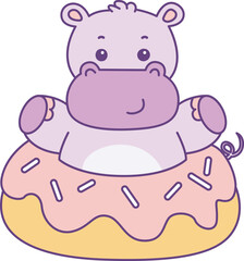 Cute hippo vector icon. Funny baby hippo animal series stock illustration. life of fluffy hippo designs.
