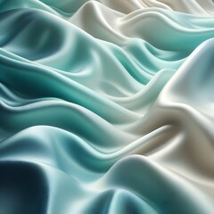 Obraz premium Turquoise to Silver Flow: Dynamic Silk Material Pattern with Premium Wave Definition and Ethereal Light Effects