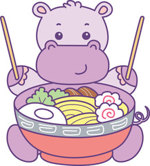 Cute hippo vector icon. Funny baby hippo animal series stock illustration. life of fluffy hippo designs.
