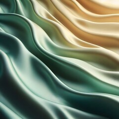 Obraz premium Forest Green Flow: Premium Silk Material with Ethereal Wave Pattern and Sophisticated Natural Tones