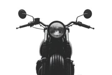 Classic motorcycle front view captured isolated on transparent background