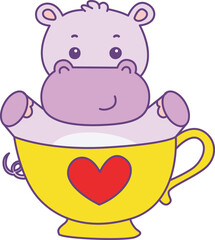 Cute hippo vector icon. Funny baby hippo animal series stock illustration. life of fluffy hippo designs.
