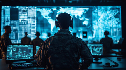 futuristic military base with high-tech weapons and cutting-edge technology