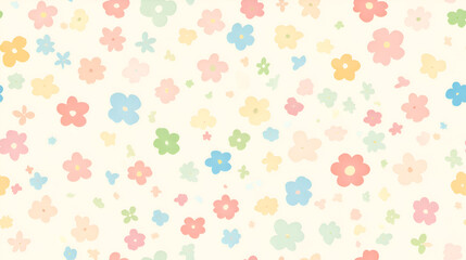 Pastel Flowers Scattered Across a Soft Background