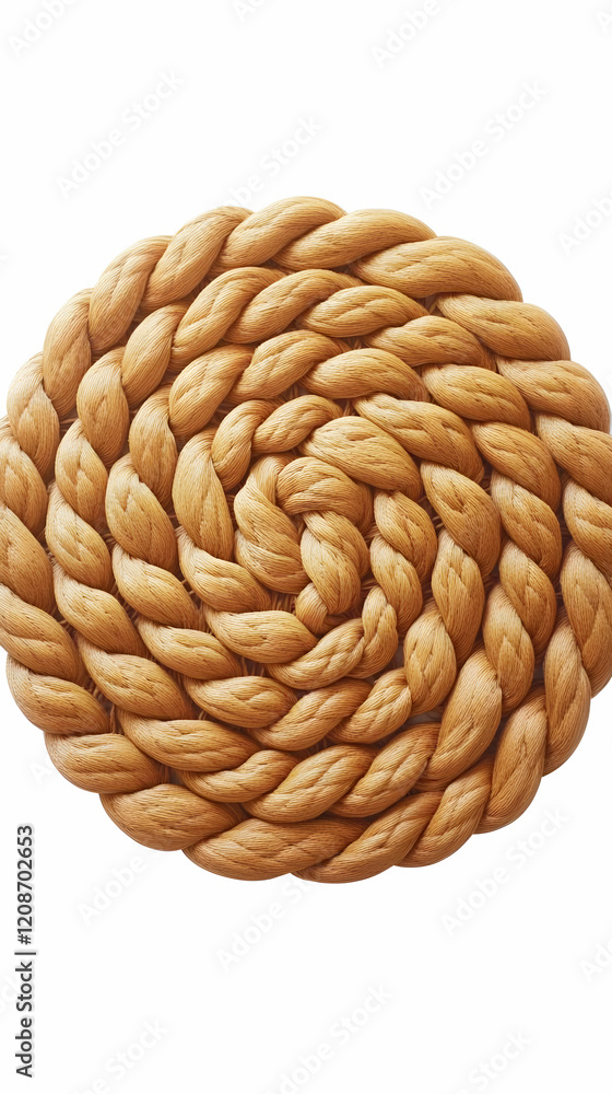 Poster circular woven rope design forms a rustic and textured background, perfect for craft projects.